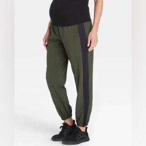 Isabel Maternity Crossover Panel Stretch Woven Maternity Jogger Pants -M